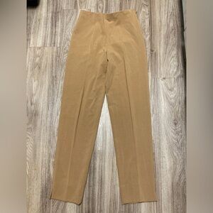 Lauren Vidal Paris, Tan High Rise Pants Womens Capsyl T2/Small Side Zip & Hook